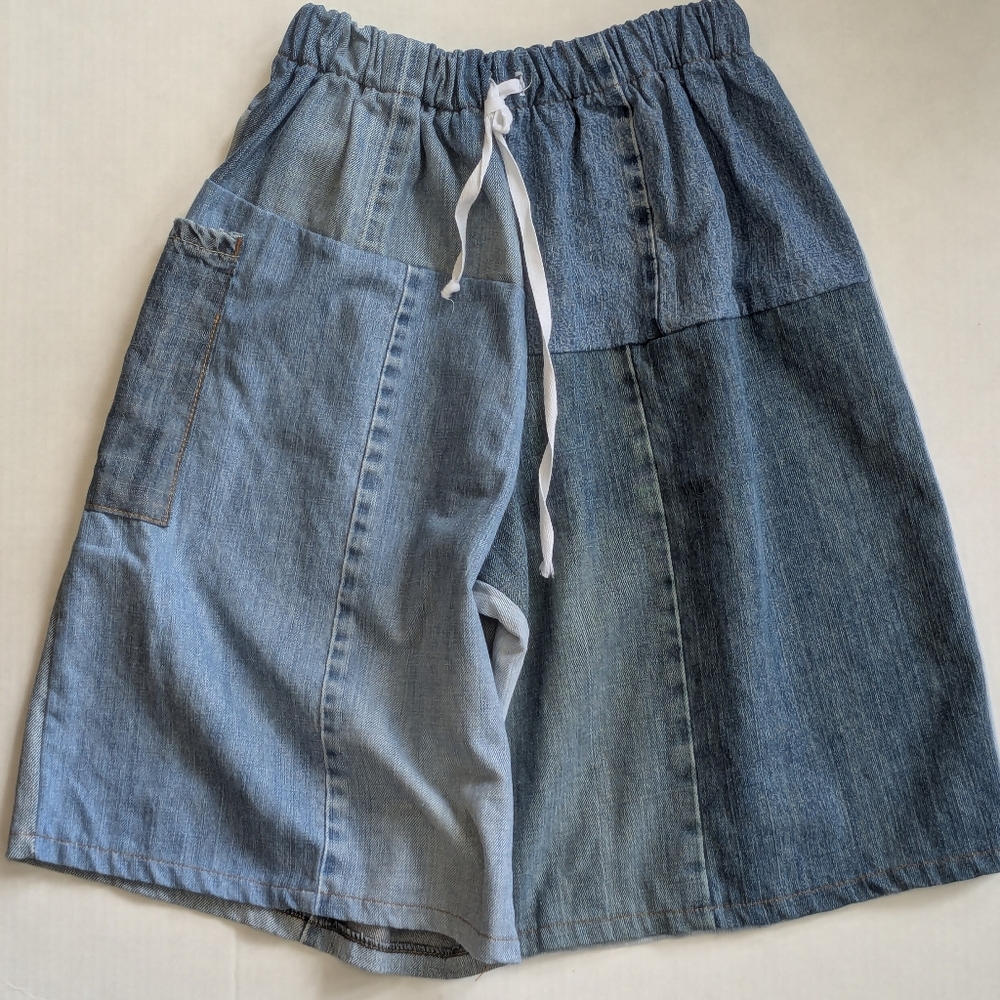 Upcycled Unisex Denim Patchwork Shorts